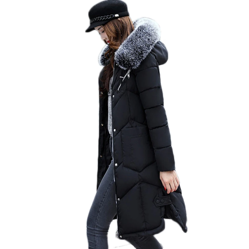 Женская куртка с капюшоном AKSLXDMMD длинная приталенная толстым хлопковым