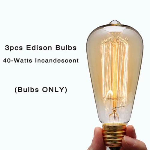 3pc Edison Bulb ONLY Современный Алмазный дизайн подвесные светильники Лофт белый черный клетка освещение промышленный Железный Эдисон подвесной светильник в том числе E27 светодиодный лампы - Цвет корпуса: 3pc Edison Bulb ONLY