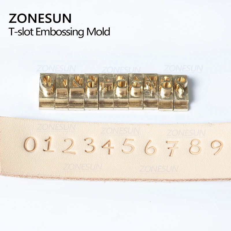 ZONESUN 5/7/10 см Т слот Алфавит цифры символы кожа штамповка холодный пресс инструмент