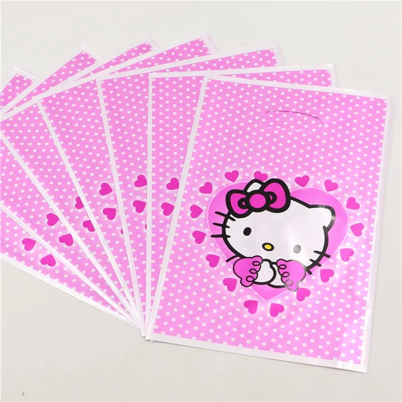 10pcs/lot Loot Bag Gift Cartoon Hello kitty theme Boy Girl Happy Birthday Party Decoration party supplies for Kids | Дом и сад