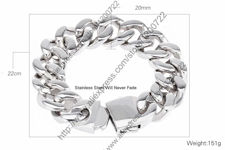 Мужской модный браслет из нержавеющей стали в стиле хип-хоп с высокой полировкой