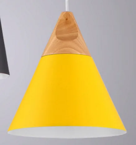 medium yellow Современный светодиодный подвесной светильник в скандинавском стиле, цветной треугольник, кованый металлический канат, лампа для кухни, гостиной, из цельного дерева, кафе, Baryellow - Цвет корпуса: medium yellow