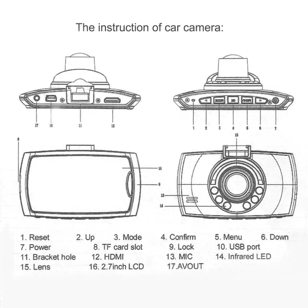 HD 720P Автомобильный видеорегистратор камера видеорегистратор видео 2,4 дюймов LCD дисплей ночного видения Автомобильная камера рекордер ночного видения Прямая поставка
