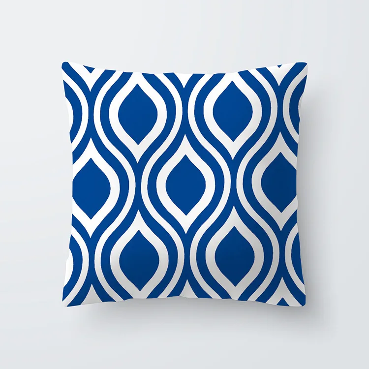 Наволочка на подушку, наволочка Housse coussin 45*45, Наволочка на подушку с геометрическим рисунком, синяя наволочка из полиэстера, наволочки на диванную подушку 40556-1