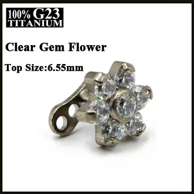Zircon Flower 1 шт. Титан база циркон, луна, звезда, сердце, опал, цветок топ микродермальный Якорь Пирсинг Циркон Топы корректирующие кожи Diver пирсинг - Окраска металла: Zircon Flower