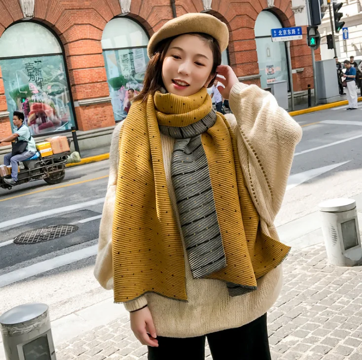 Chanycore двусторонний зимний шарф в мелкий горошек Кашемировый Пашмины женские