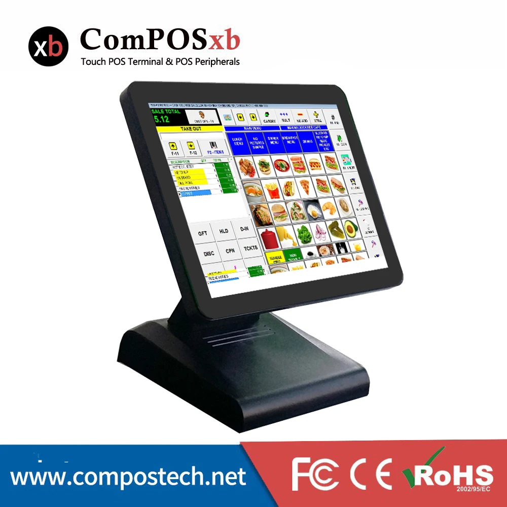Windows POS терминал 15 дюймов TFT LCD точка продажи сенсорный экран все в одном Pos система