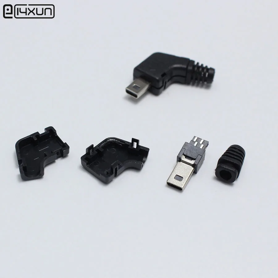 

2set Mini USB 8 Pin Male jack Plug 8P Nickel Plated Angle Head Connector 4 in 1 DIY Black Plugs for Digital Camera
