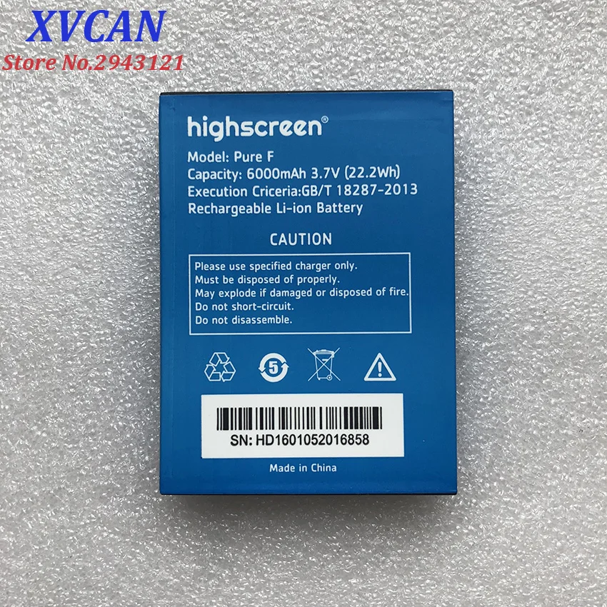 Запасная литий-ионная батарея для мобильного телефона Highscreen PURE F 6000mAh