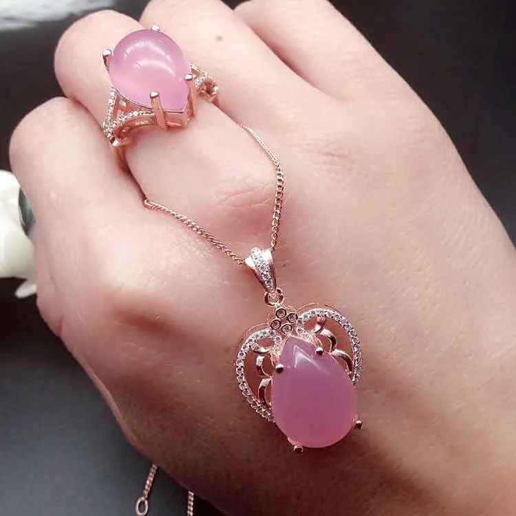 Золотой KJJEAXCMY boutique jewels 925 золотой медальон кулон с голубой пудрой и голубой пудрой Кулон Кольцо Серьги с тремя комплектами j - Цвет камня: Золотой