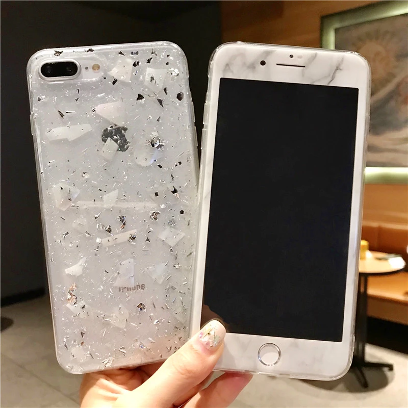 For iPhone XS max XR X Luxury Gold Foil Phone Cases & Tempered Glass Screen film soft Cover + flim for 8 8plus 7 6plus |