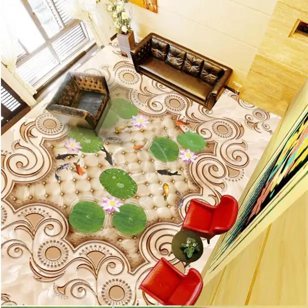 Европейские 3d фрески для пола нефритовые рельефные виниловые обои из ПВХ
