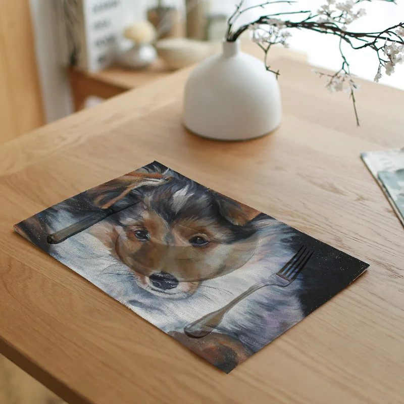 Животные столовых человека друзья собаки Настольный коврик для кухни украшения