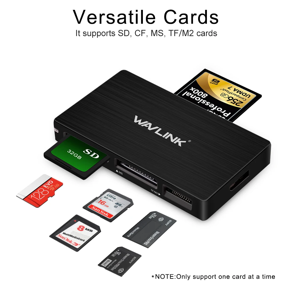 Wavlink все в 1 USB 3,0 SD TF SD SDXC SDHC MS CF M2 кардридер адаптер высокоскоростной считыватель карт памяти с удлинителем 50 см