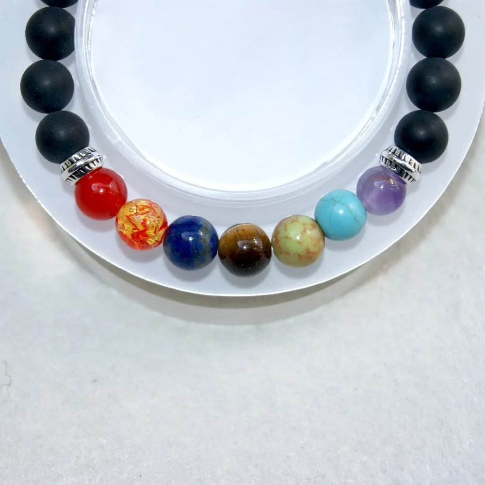 Оптовая продажа харизма черные бусины из натурального камня 7 чакр балансирующие