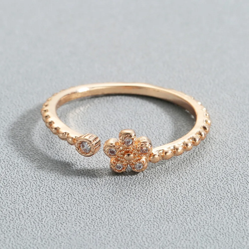 Kinitial новые кольца с кристаллами и цветами для женщин Золотые Регулируемые со