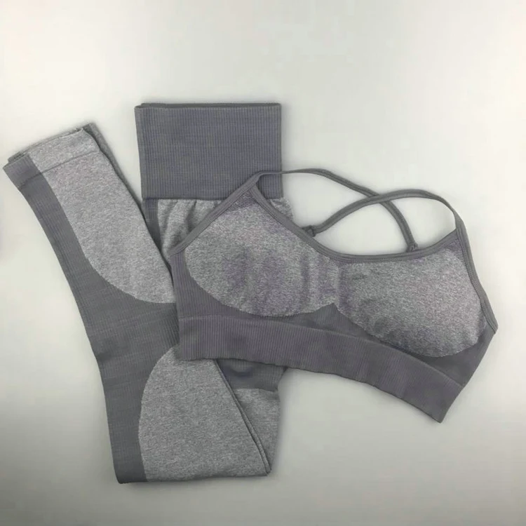 2 шт., энергетический бесшовный Набор для йоги, одежда, леггинсы+ спортивный бюстгальтер тренировочный костюм для занятий йогой, Женский комплект для фитнеса, одежда для активного бега