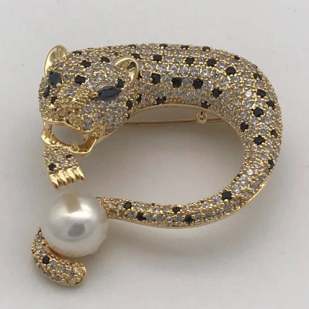 Зажимы для шарфа AAAA 8-9FW горячая Распродажа австрийский циркон желтый леопард