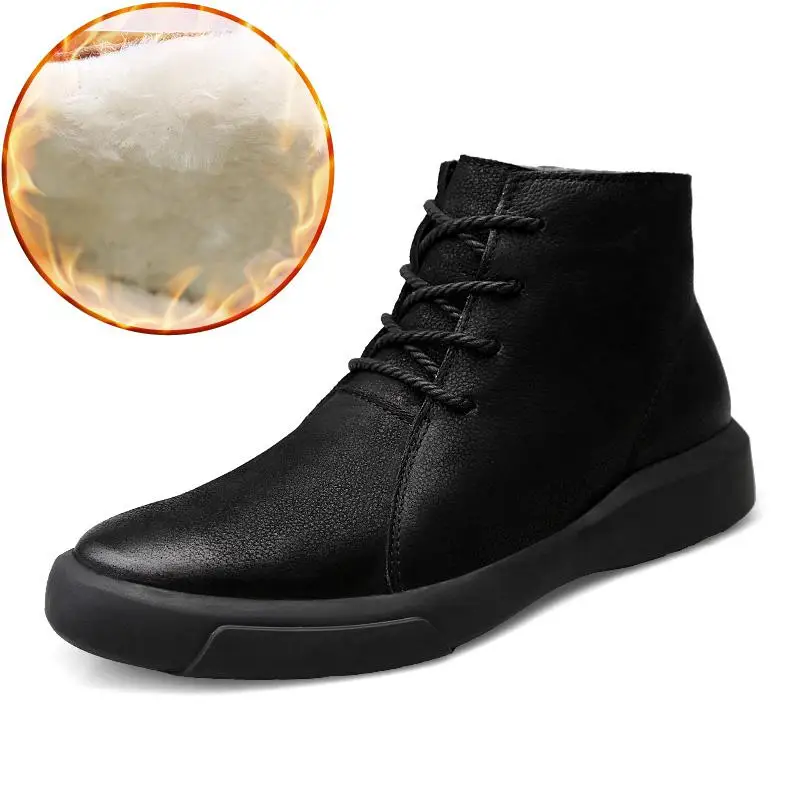 Fotwear мужские ботинки из натуральной кожи премиум-класса Обувь На Шнуровке красивые официальные ботинки Дизайнерские ботильоны на шнуровке в форме ботинка - Цвет: Black-Fur