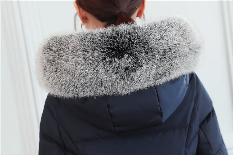 Женский пуховик на утином пуху Длинная зимняя парка с натуральным мехом капюшоне