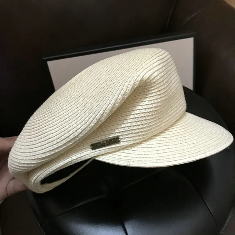 Новинка Женский соломенный берет с козырьком одноцветная обычная газетная шляпа