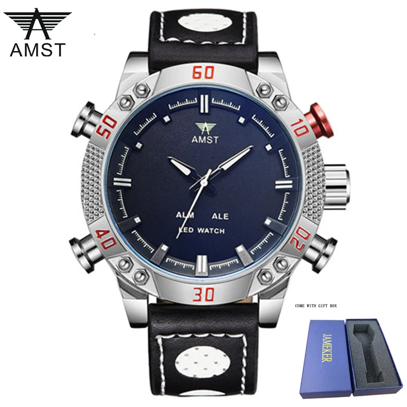 AMST мужские часы лучший бренд класса люкс Водонепроницаемые светодиодные