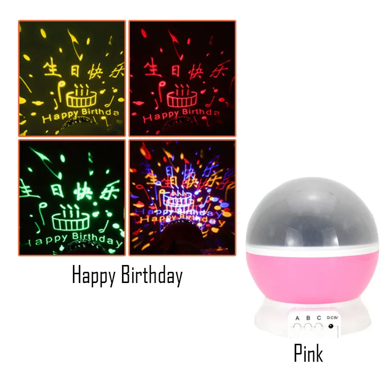 Birthday Pink Светодиодный светильник с цветным поворотом и романтическим рисунком звездного неба, проекционный светильник с зарядкой от usb, фантазийный светильник для сна, декор для комнаты, детские игрушки - Color: Birthday Pink