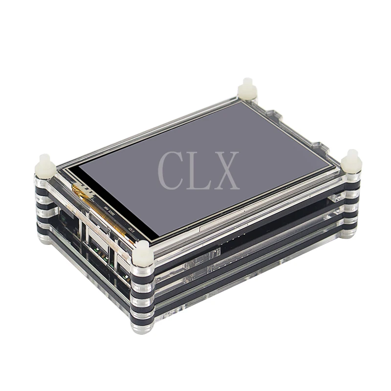 Raspberry Pi 3B/3B+(плюс) Нажать кнопку Экран 3,5 дюймов ЖК-дисплей Сенсорный экран модуль дисплея+ 9-слой акриловый чехол Коробка Набор для RPI 3B/3B