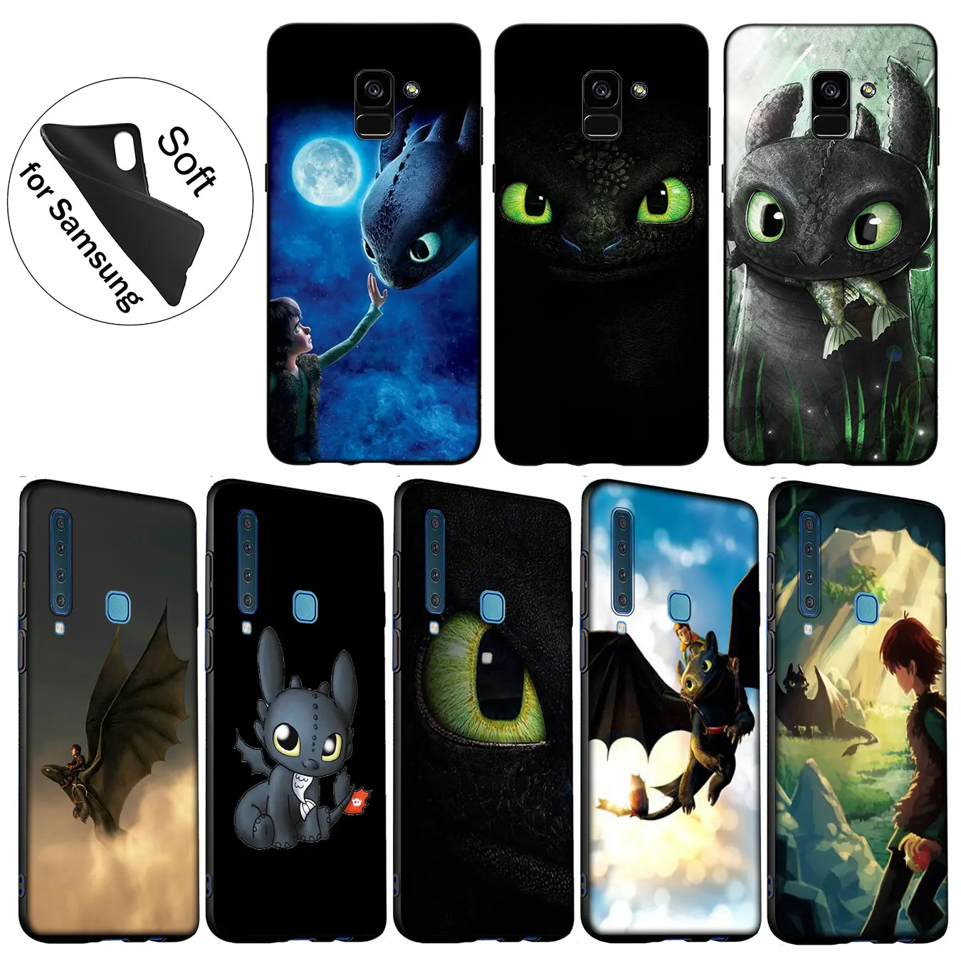 IYICAO toothless How To Train Your Dragon Soft Case for Samsung Galaxy A6 A9 A8 A7 2018 A3 A5 2016 2017 Note 9 8 10 Plus Lite |