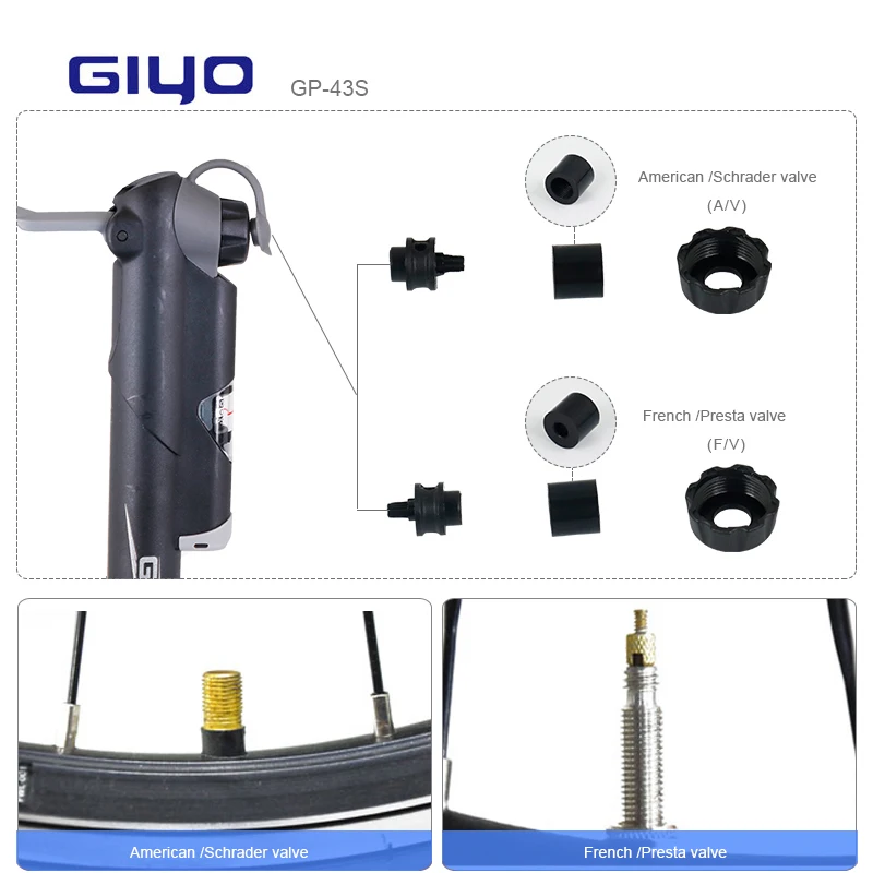 Насос для велосипеда Giyo компактный воздушный насос езды на велосипеде 120PSI с