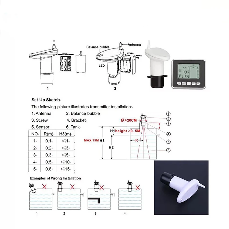 Новый ультразвуковой индикатор бака измеритель уровня воды пластиковый датчик