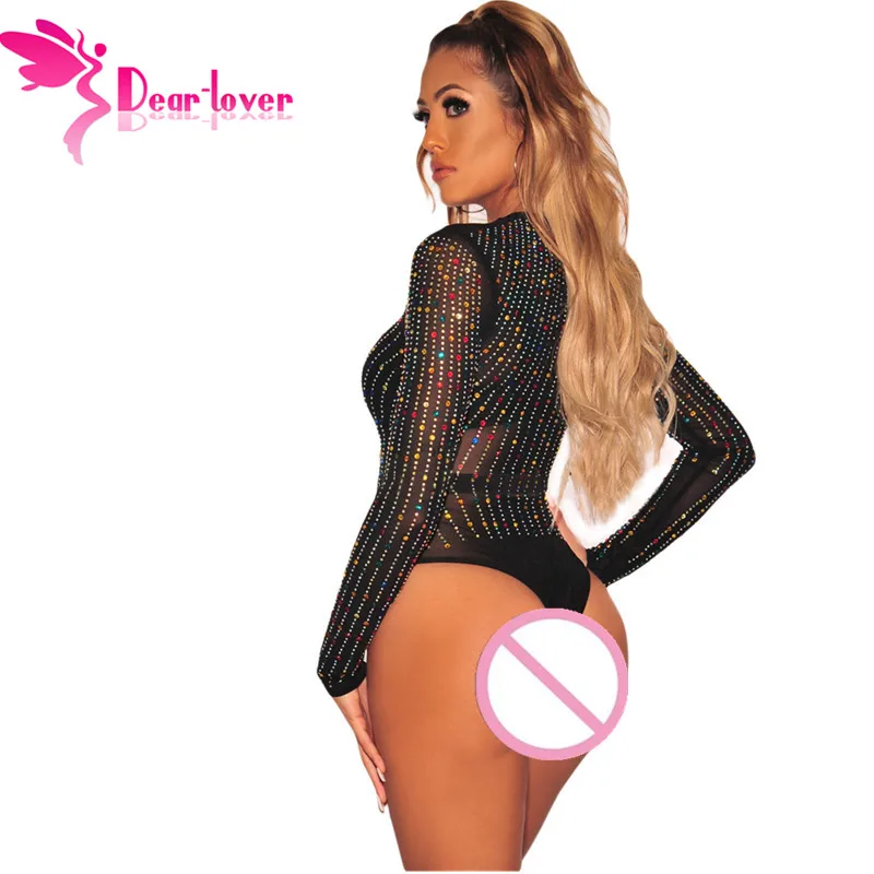 Dear Lover сексуальный комбинезон 2019 женщин Bodycon v образным вырезом черный красочный