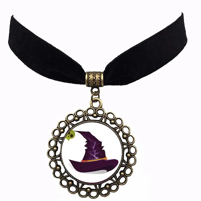 UNLLKS высокое качество Holloween Ведьмак Тыква время купол Кабошон Кулон кружево колье ожерелья - Окраска металла: 6
