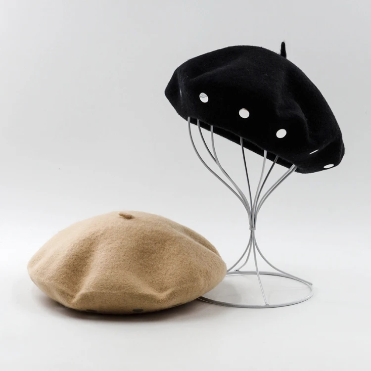 

100% wool Vintage Warm Wool Winter Women Beret French Artist Beanie Hat Cap For Sweet Girl Gift spring and autumn hats