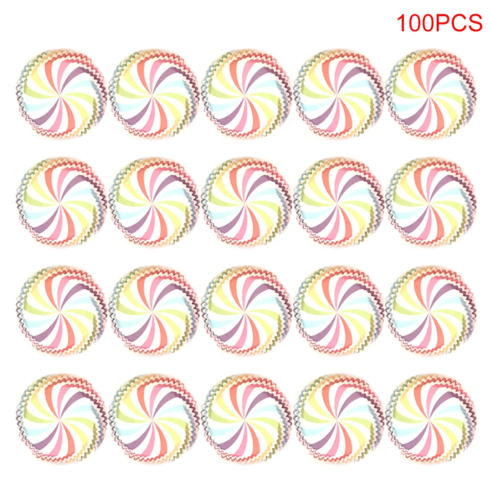100pcs 100 шт./компл. цвет кекса Бумага чашек торта формы форма для порционного кекса выпечки кексов коробка чашки чехол вечерние лотка торта формочка, Инструменты для декорирования - Цвет: 100pcs