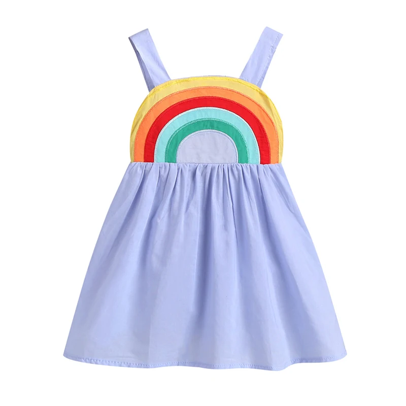 Baby Girls Summer Dress Sleeveless Sling Print Rainbow Cotton Toddler Girl Clothes Party Kids Dresses For Robe Fille | Детская одежда и