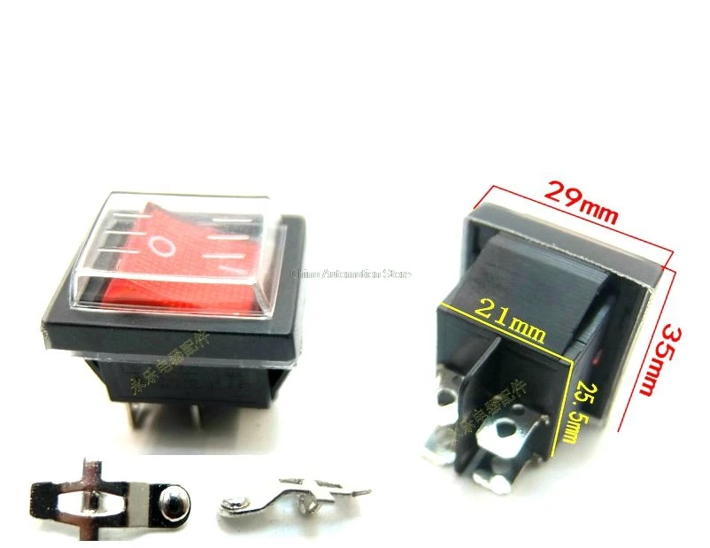 5pcs KCD4 DPST 2 Position 4 Pin Green Red Button Waterproof Boat Rocker Switches | Обустройство дома