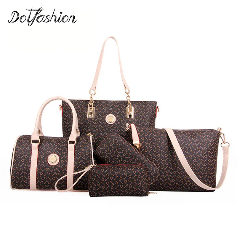 Для женщин Сумки комплект 5 шт. китайский Стиль сумка леди Сумка Tote кошелек Bolsa