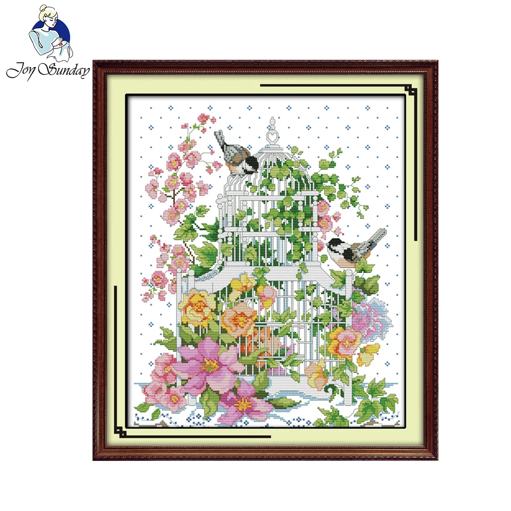 

Joy Sunday Bird on the cage Pattern Counted or Stamped 11CT 14CT Cross Stitch Kits For Embroidery Needlework Needlepoint Set