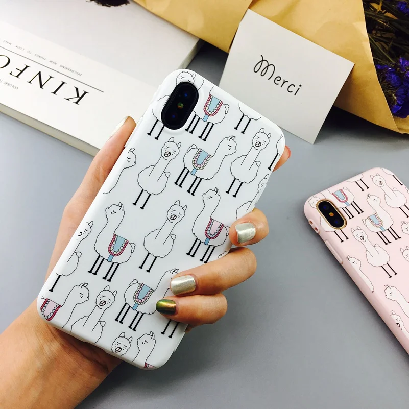 YiKELO Милый Мультфильм Альпака животные чехол для телефона iPhone X 6 6s 7 Plus Мягкий ТПУ