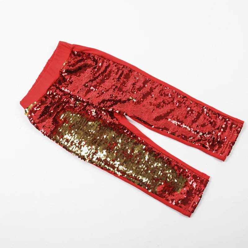 Карнавальные красные брюки с блестками для маленьких девочек два цвета на день