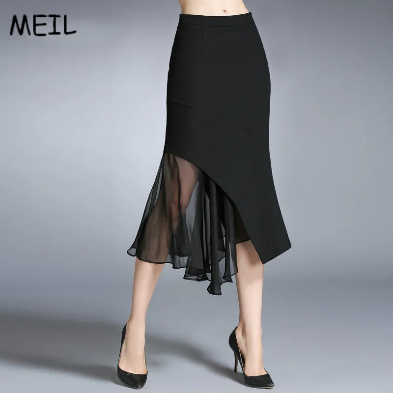 Meil Новинка 2017 Лето Нерегулярные юбки юбка сумка шаг бедра рыбий хвост | Женская