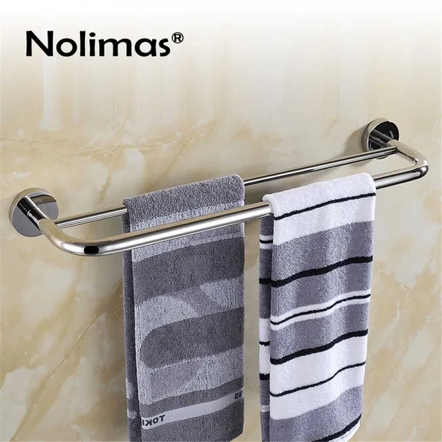 Double Towel Bar SUS 304, нержавеющая сталь, набор аксессуаров для ванной комнаты, хромированный полированный держатель для зубных щеток, держатель для бумаги, держатель для полотенец, аксессуары для ванной комнаты - Цвет: Double Towel Bar