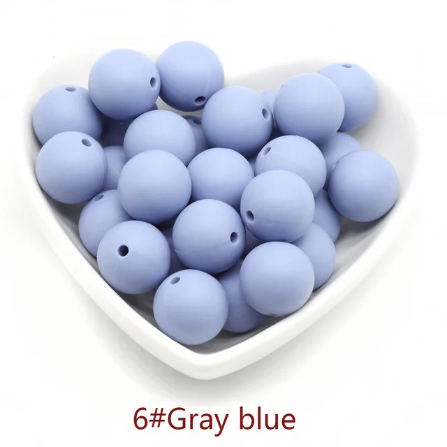 15mm 30pcs Набор из 30 шт. 15 мм круглых силиконовых бусин пищевой BPA бесплатно отлично подходит для слингобусы Colar Mordedor Dentition Chew - Цвет: 15mm 30pcs