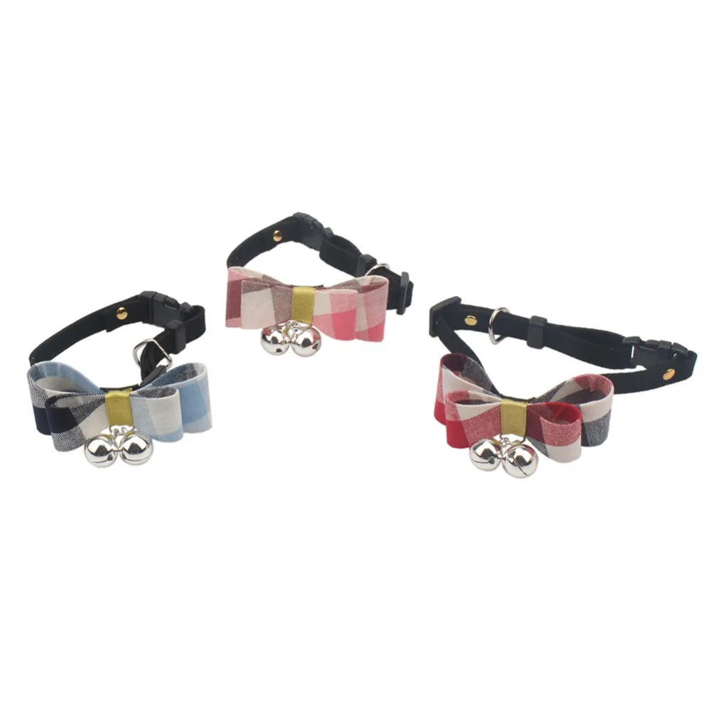 Клетчатый тканевый ошейник с колокольчиками для кошек Маленькие Средние собаки