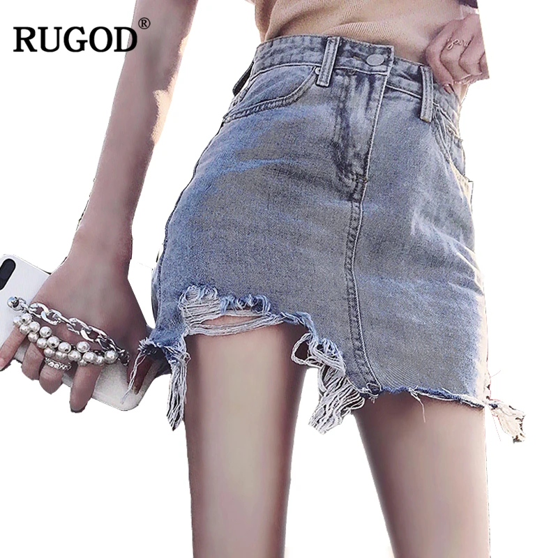 RUGOD 2019 Новое поступление весна лето повседневная женская джинсовая юбка модный