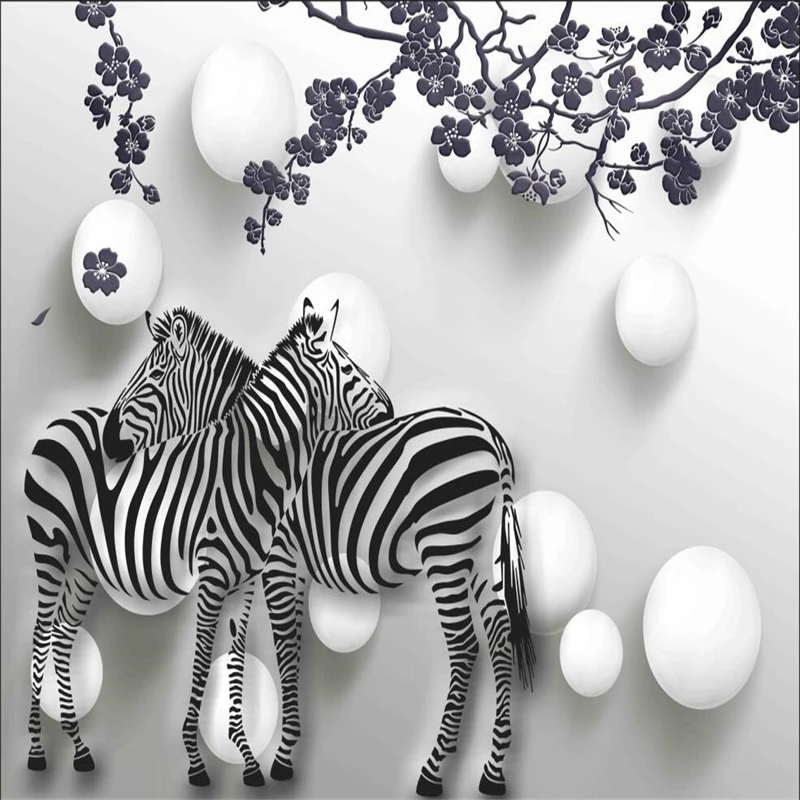 beibehang Custom Photo Wallpaper Mural Wall Sticker Pure Hand Plush Zebra 3D Backdrop papel de parede 3d para sala atacado | Обустройство