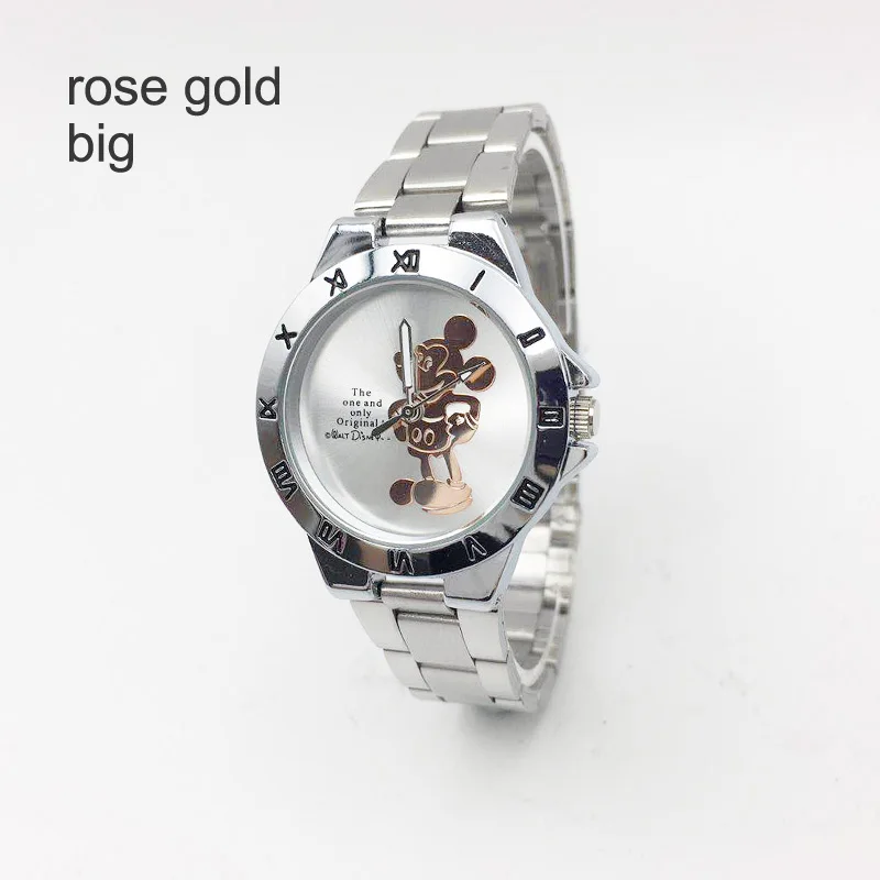 rose gold big Горячая Мода 3D мультфильм Минни Маус часы для малышей детей студентов аналоговые кварцевые часы Стальной браслет девушка часы для женщин подарок - Цвет: rose gold big