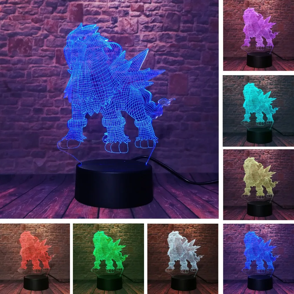 Покемон го фигурку Entei IR 7 Couleur ночник Usb стол Lampara декор для детей ребенок спящий