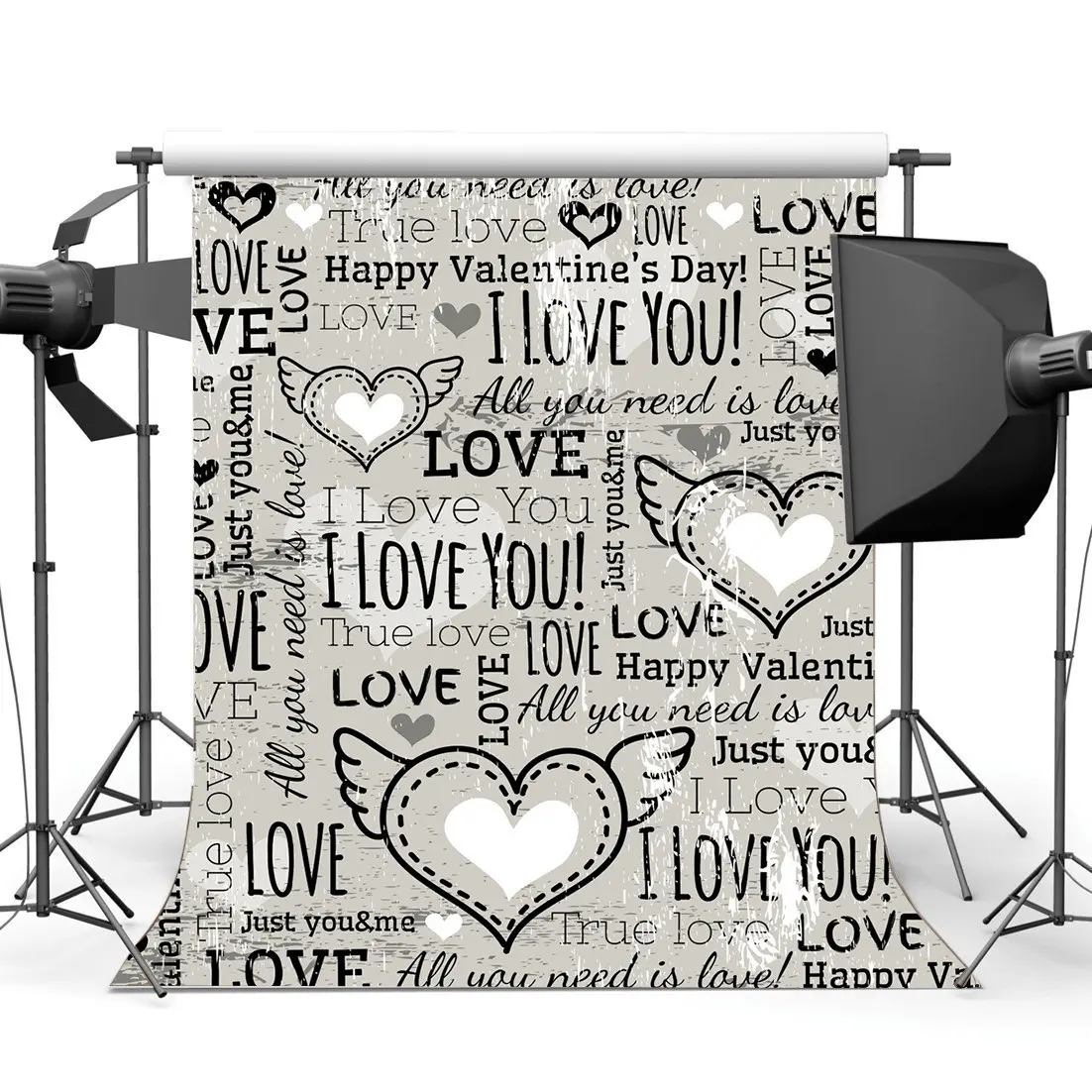 

Happy Valentine's Day Backdrop Sweet Hearts Love You and Me Cupid's Arrow Romantic Wallpaper Background